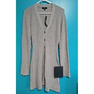 Lulus Size Large Adorable Flirty Heather Grey Button Front Sweater Mini Dress